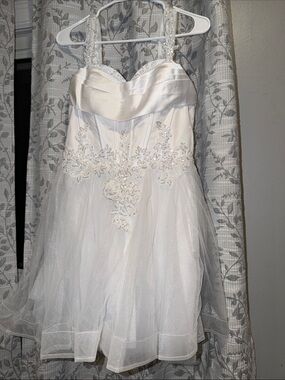 White Beaded Tulle Party Dress for Teens. Size 8